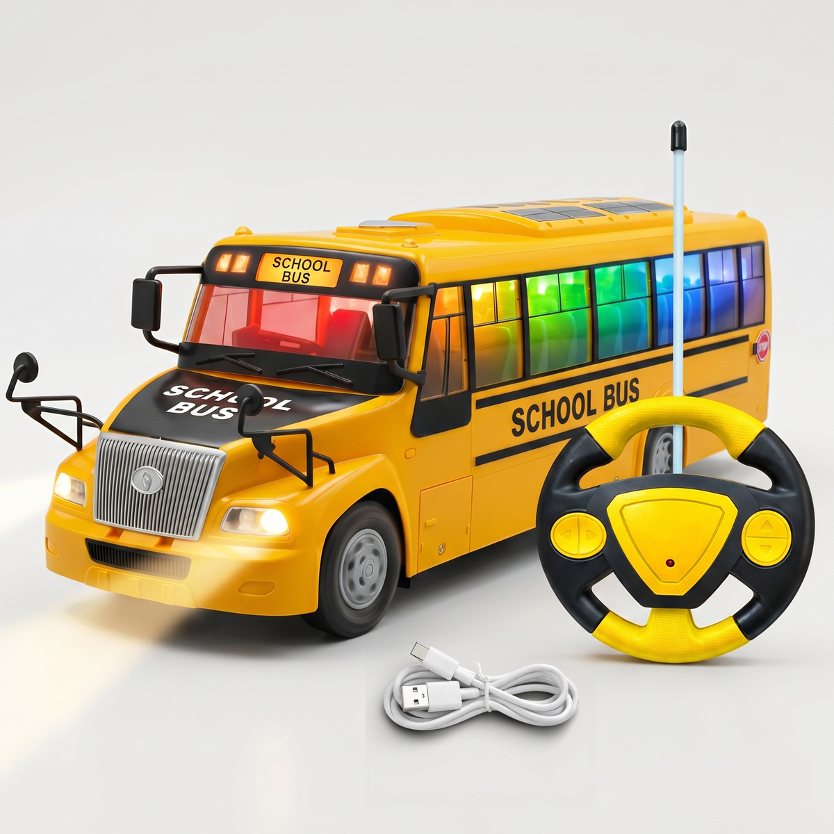 RC Remote Control Bus 4 Way High Speed Rechargeable LED Light Type-C Charging Point All Direction