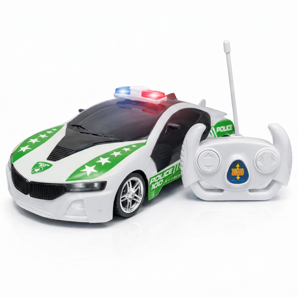 Police Remote Control Car for Kids | Rechargeable High-Speed RC Police Car in Green