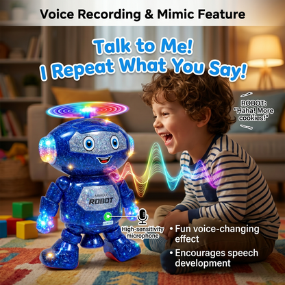 Mimique Dancing Robot Musical Toy With LED Lights & Spinning Propeller Rechargeable, 70+Different Music, Voice Recording 99444-2