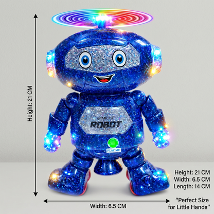 Mimique Dancing Robot Musical Toy With LED Lights & Spinning Propeller Rechargeable, 70+Different Music, Voice Recording 99444-2