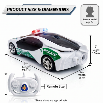 Police Remote Control Car for Kids | Rechargeable High-Speed RC Police Car in Green