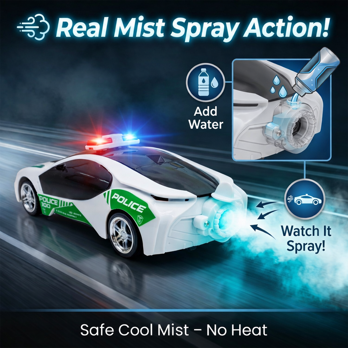 Police Remote Control Car for Kids | Rechargeable High-Speed RC Police Car in Green
