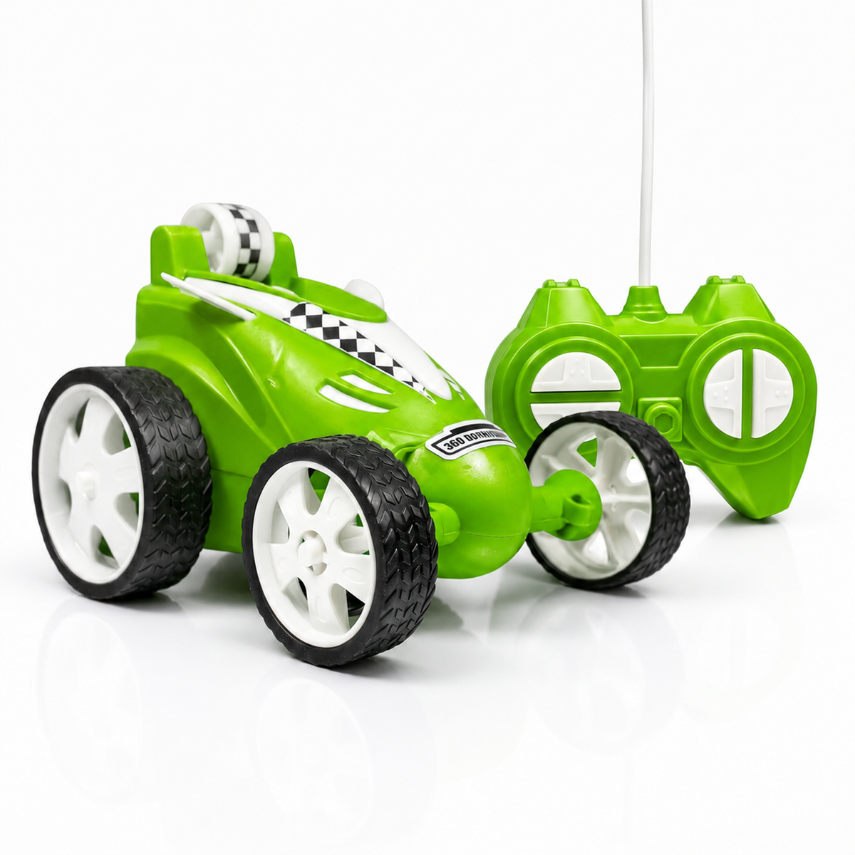 Small Stunt RC Car for Kids | Rechargeable High-Speed Remote Control Car with LED Lights – Green