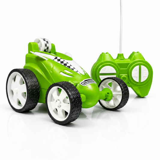 Small Stunt RC Car for Kids | Rechargeable High-Speed Remote Control Car with LED Lights – Green
