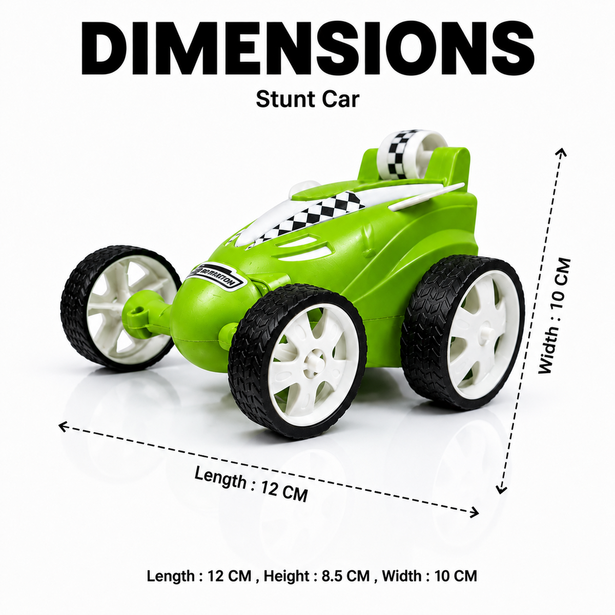 Small Stunt RC Car for Kids | Rechargeable High-Speed Remote Control Car with LED Lights – Green