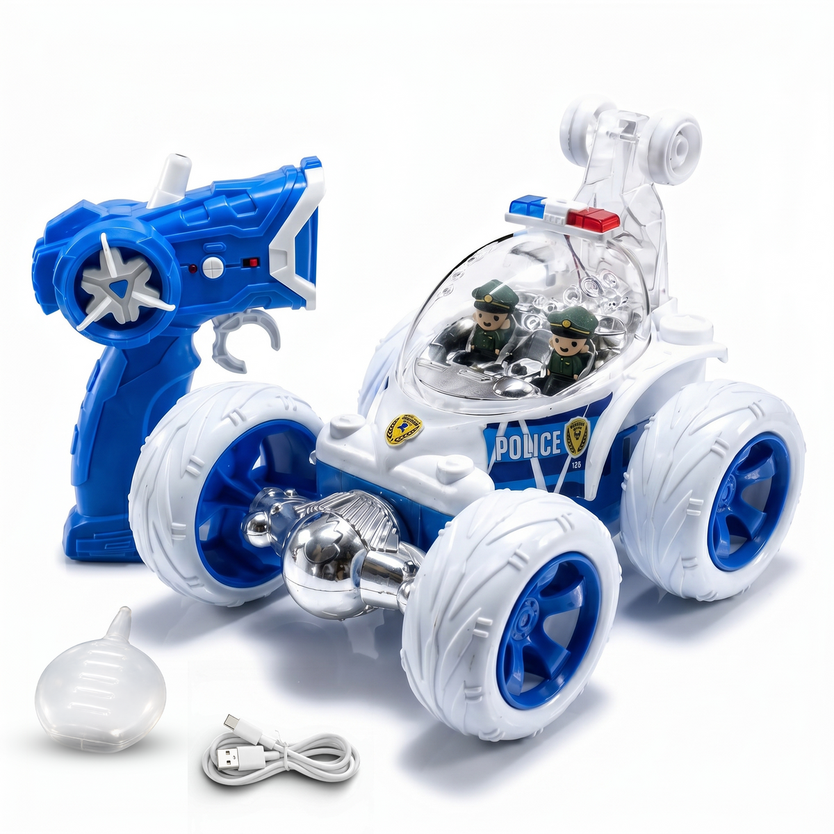 Police RC Stunt Car for Kids – 360° Rotation High-Speed Rechargeable Remote Control Car