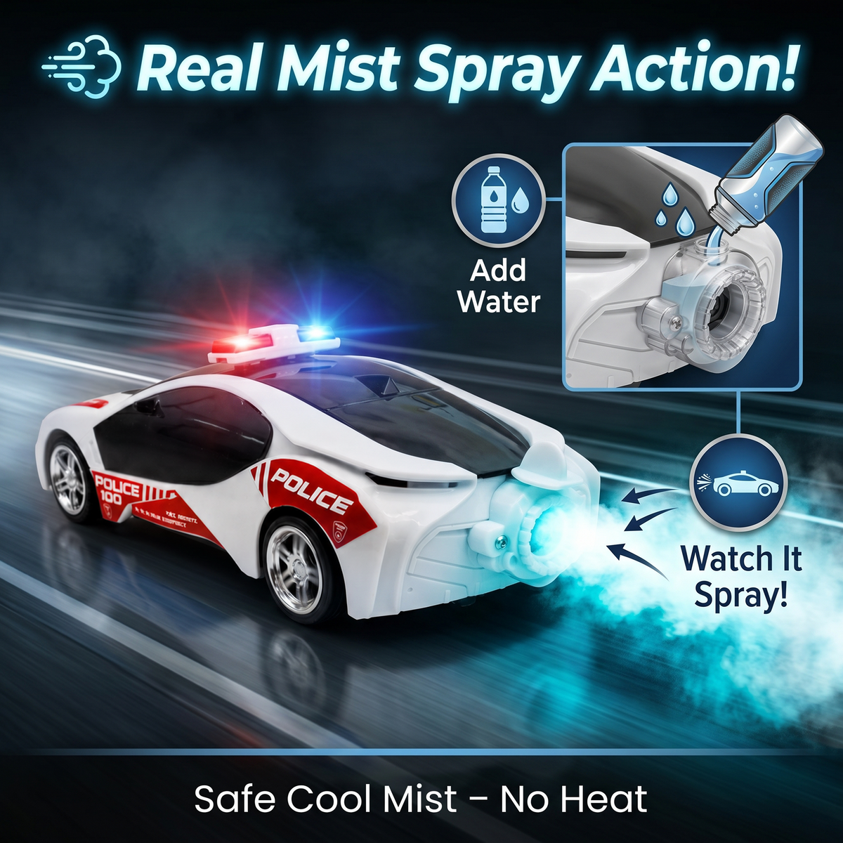 Police Remote Control Car for Kids | Rechargeable High-Speed RC Police Car In Red