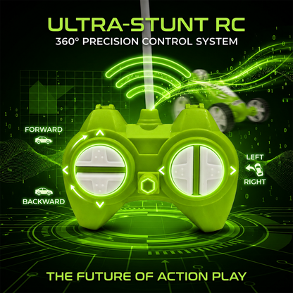 Small Stunt RC Car for Kids | Rechargeable High-Speed Remote Control Car with LED Lights – Green