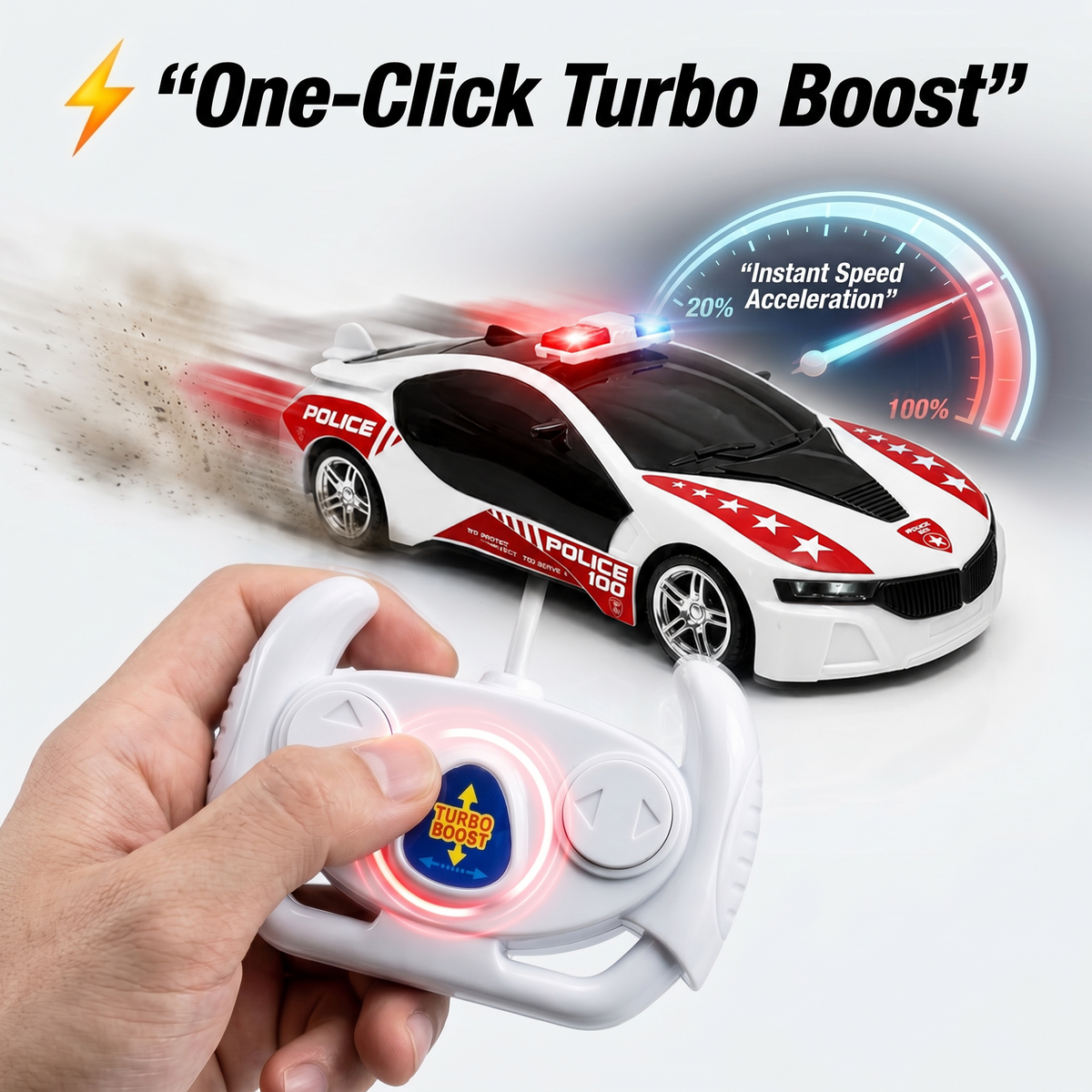 Police Remote Control Car for Kids | Rechargeable High-Speed RC Police Car In Red
