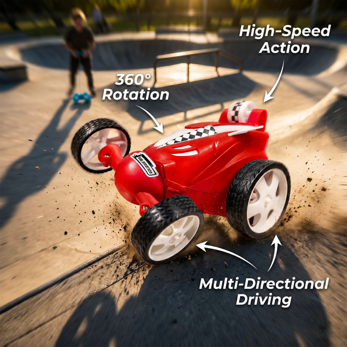 Small RC Stunt Car for Kids | Rechargeable High-Speed Remote Control Car In Red