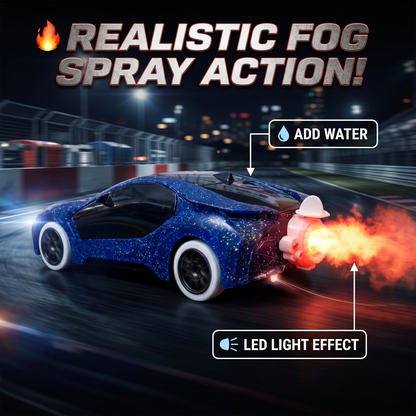Remote Control 2 Way RC Car, Hgih Speed, Smoke Car, LED Light (Blue)