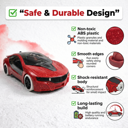 Remote Control 2 Way RC Car, Hgih Speed, Smoke Car, LED Light (Red)