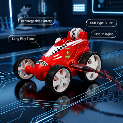 Small RC Stunt Car for Kids | Rechargeable High-Speed Remote Control Car In Red