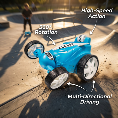 Small Stunt RC Car for Kids | Rechargeable High-Speed Remote Control Car with LED Lights – Blue