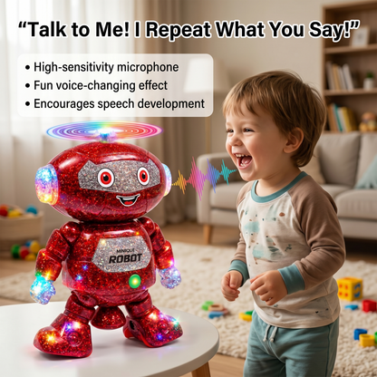 Mimique Dancing Robot Musical Toy With LED Lights & Spinning Propeller Rechargeable, 70+Different Music, Voice Recording 99444-2