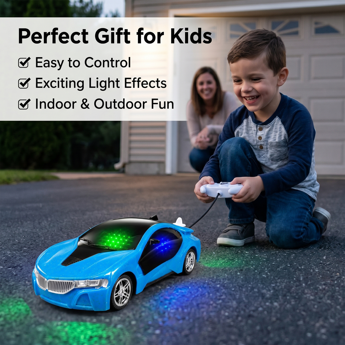 3D Metallic Sparkling Remote Control Car for Kids | High-Speed Rechargeable RC Car