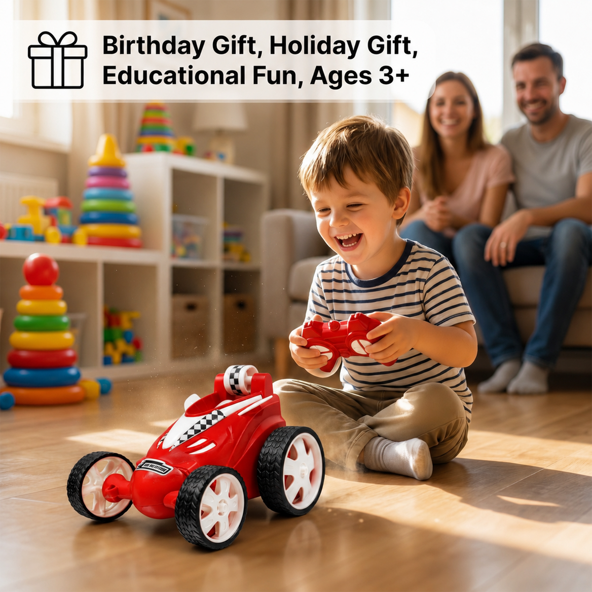 Small RC Stunt Car for Kids | Rechargeable High-Speed Remote Control Car In Red