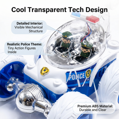 Police RC Stunt Car for Kids – 360° Rotation High-Speed Rechargeable Remote Control Car