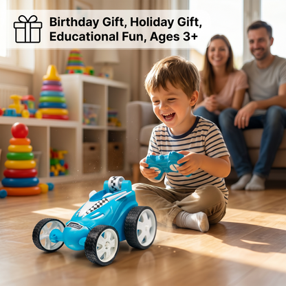 Small Stunt RC Car for Kids | Rechargeable High-Speed Remote Control Car with LED Lights – Blue