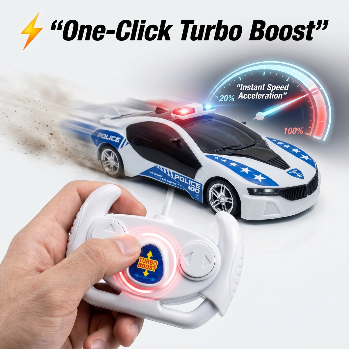 Police Remote Control Car for Kids | Rechargeable High-Speed RC Police Car In Blue