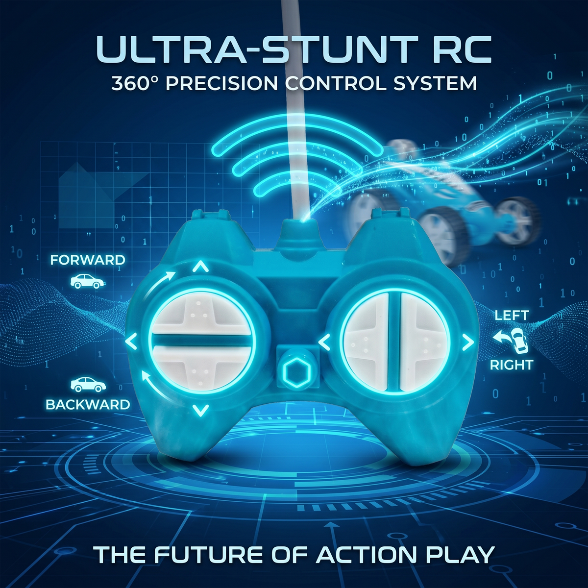 Small Stunt RC Car for Kids | Rechargeable High-Speed Remote Control Car with LED Lights – Blue