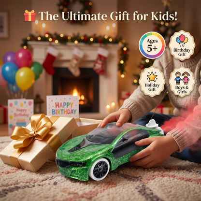 Remote Control 2 Way RC Car, Hgih Speed, Smoke Car, LED Light (Green)