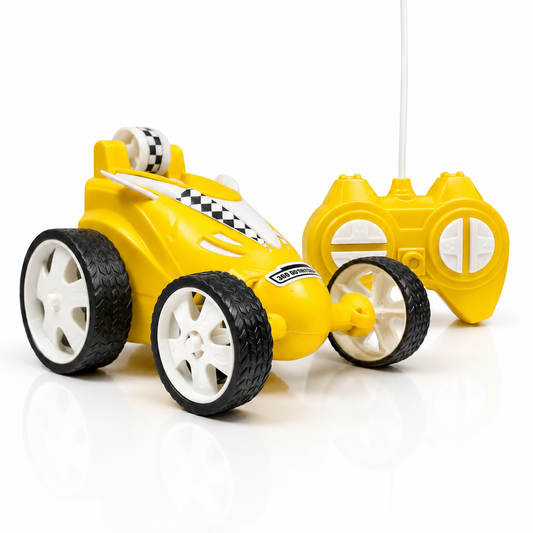 Small Stunt RC Car for Kids | Rechargeable High-Speed Remote Control Car with LED Lights – Yellow