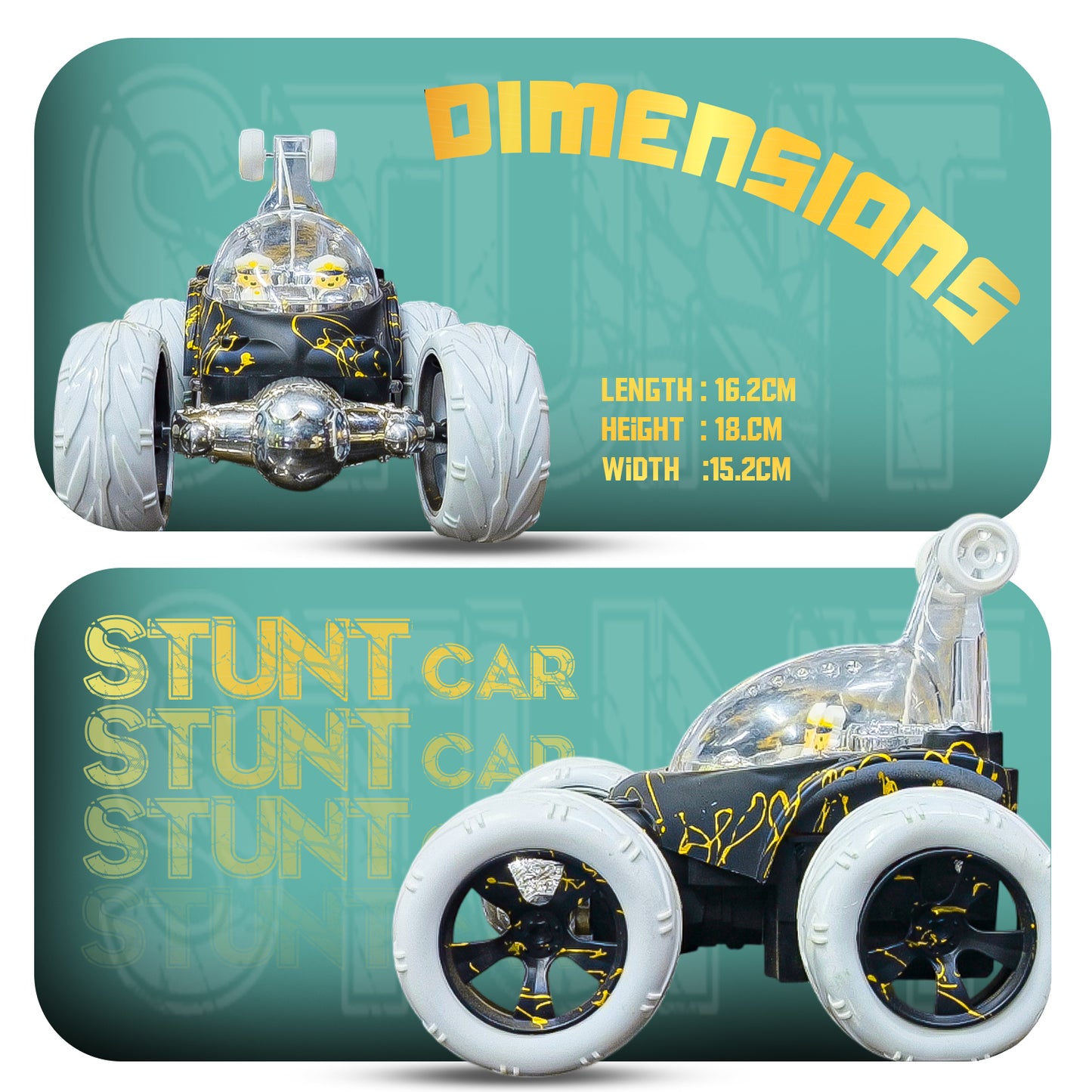 Design 360° Rotating RC Stunt Car for Kids | Rechargeable High-Speed Remote Control Car – Black