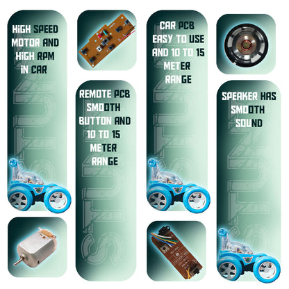 Fancy 360° Rotating RC Stunt Car for Kids | Rechargeable High-Speed Remote Control Car – Light Blue