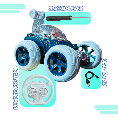 Design 360° Rotating RC Stunt Car for Kids | Rechargeable High-Speed Remote Control Car – Blue