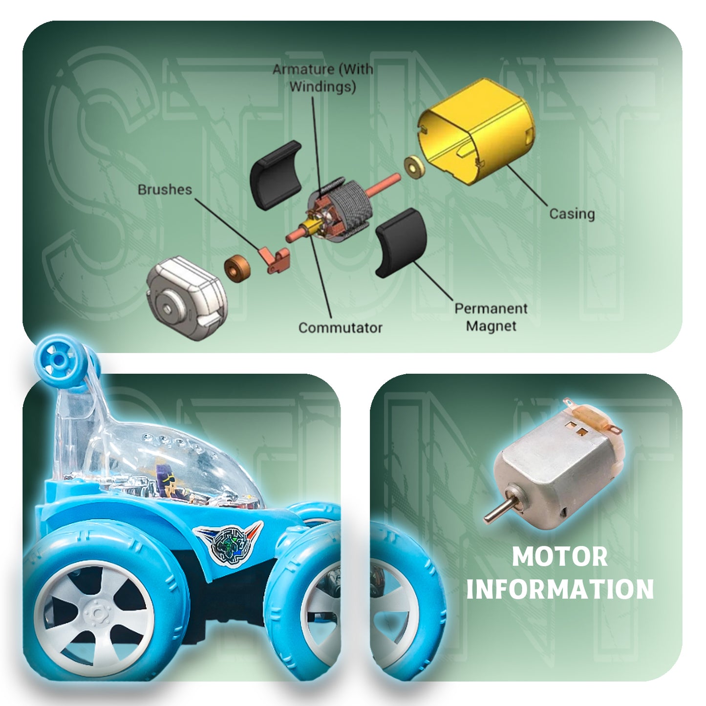 Fancy 360° Rotating RC Stunt Car for Kids | Rechargeable High-Speed Remote Control Car – Light Blue