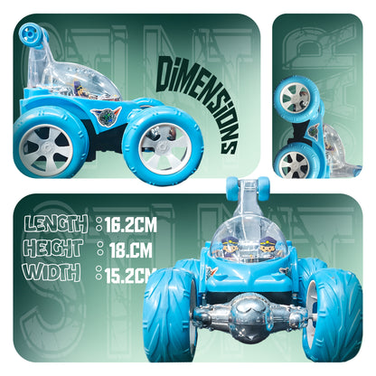 Fancy 360° Rotating RC Stunt Car for Kids | Rechargeable High-Speed Remote Control Car – Light Blue
