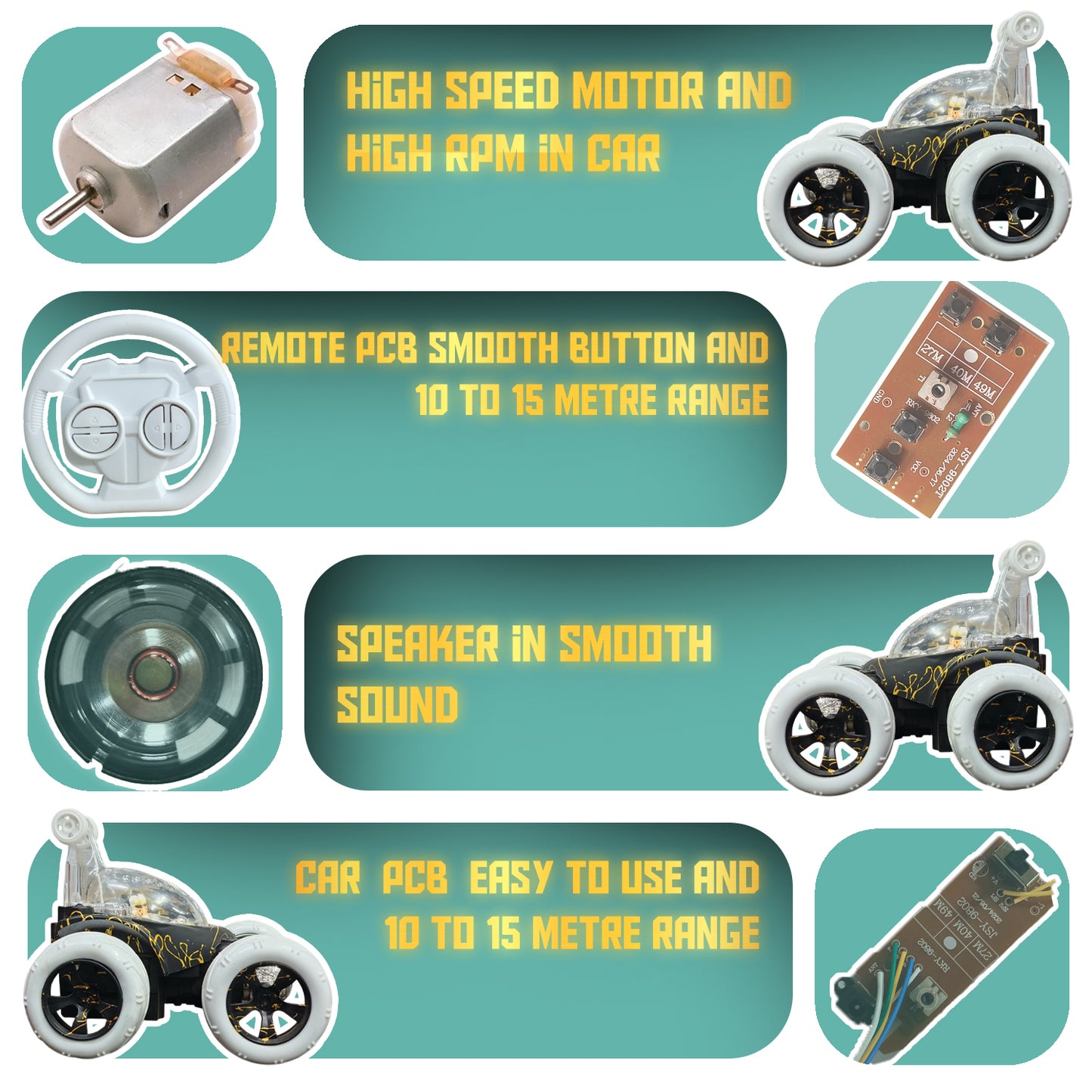 Design 360° Rotating RC Stunt Car for Kids | Rechargeable High-Speed Remote Control Car – Black