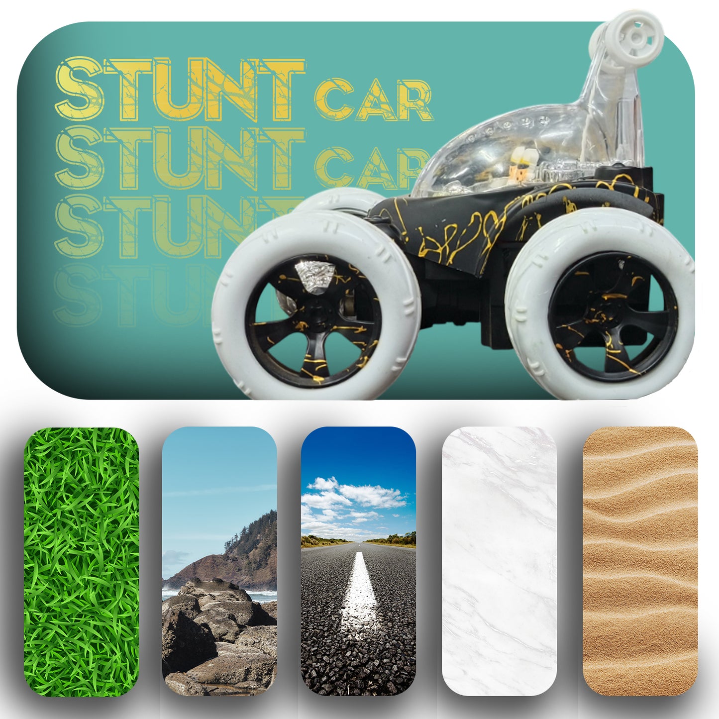 Design 360° Rotating RC Stunt Car for Kids | Rechargeable High-Speed Remote Control Car – Black