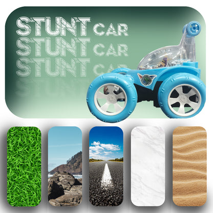 Fancy 360° Rotating RC Stunt Car for Kids | Rechargeable High-Speed Remote Control Car – Light Blue