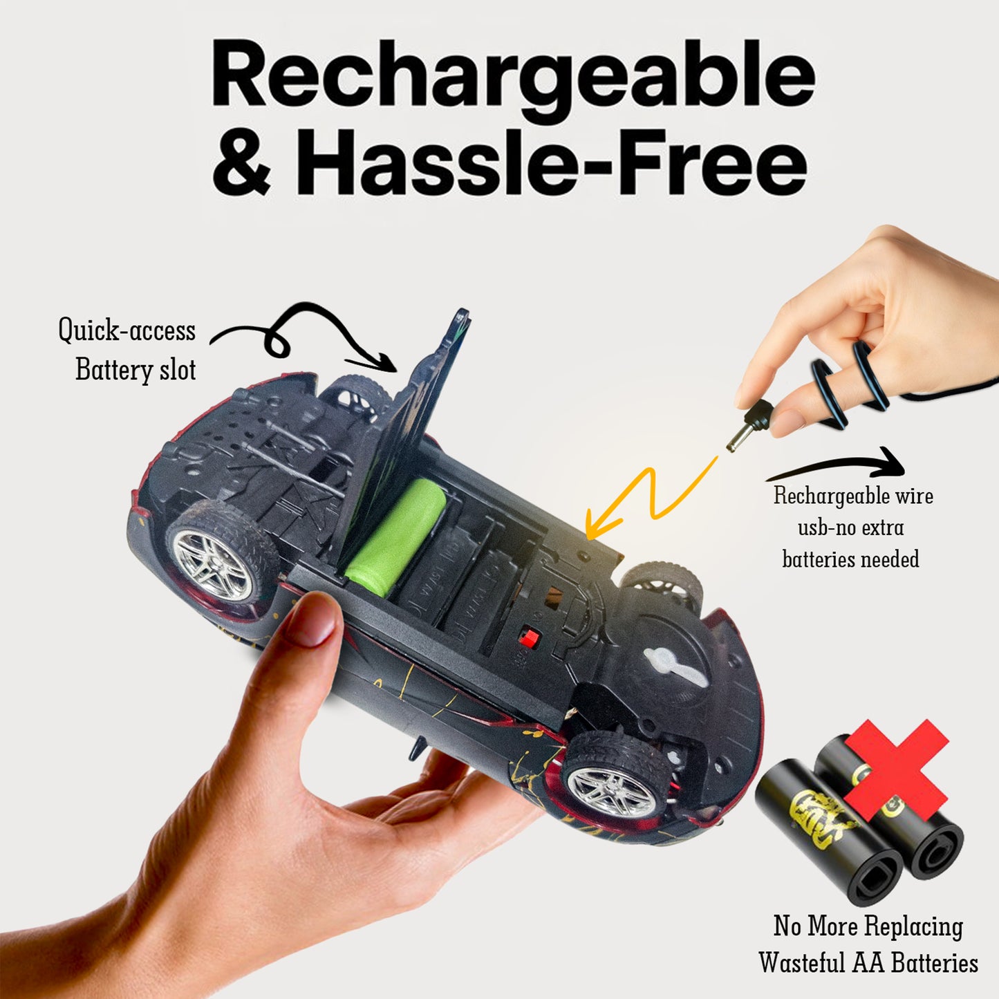 3D Remote Control Car for Kids | High-Speed Rechargeable RC Car In White