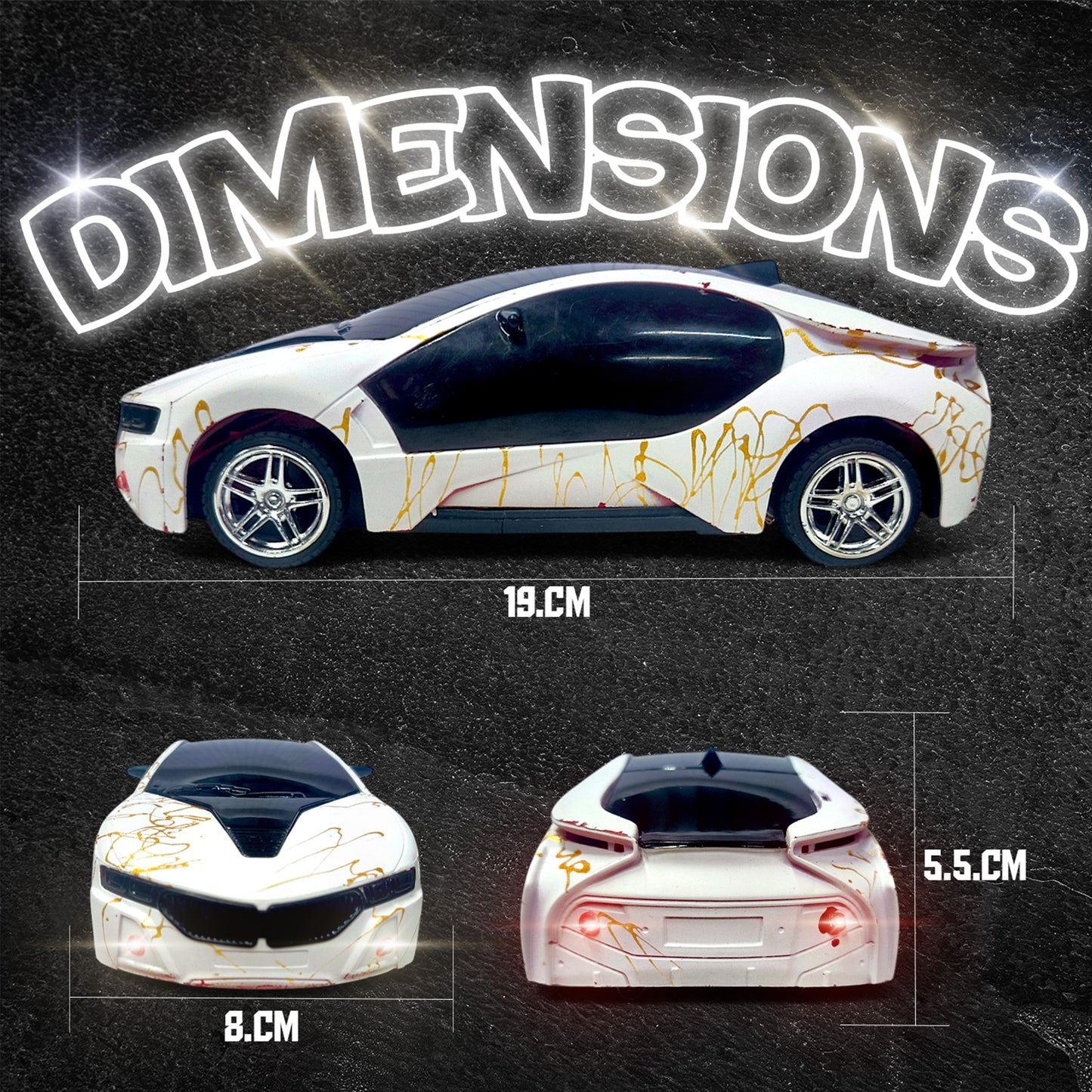 3D Remote Control Car for Kids | High-Speed Rechargeable RC Car In White