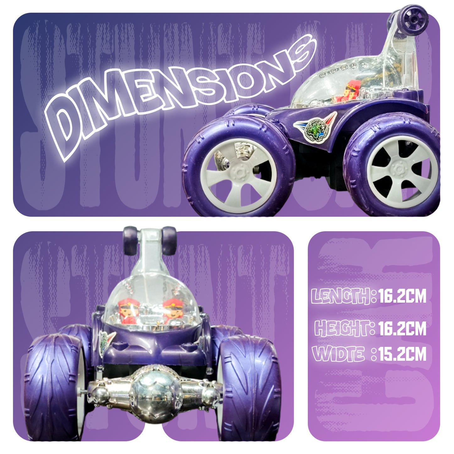 Fancy 360° Rotating RC Stunt Car for Kids | Rechargeable High-Speed Remote Control Car – Purple