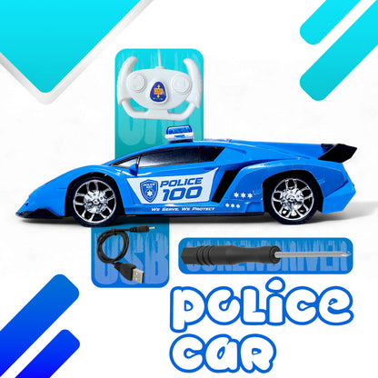 RC Police Car Blue – Rechargeable with Siren Sound & Lights