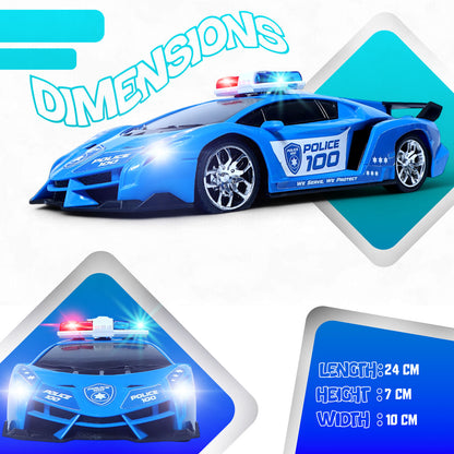 RC Police Car Blue – Rechargeable with Siren Sound & Lights