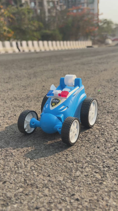 RC Police Stunt Car for Kids | Rechargeable High-Speed Remote Control Car with LED Lights – Blue