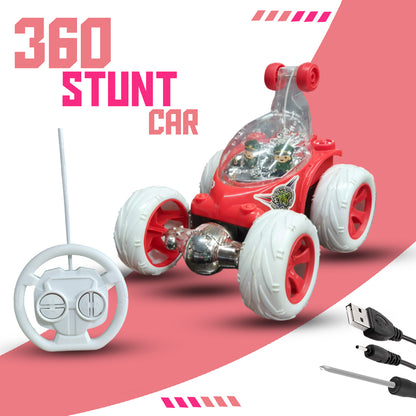 Foggy 360° Rotating RC Stunt Car for Kids | Rechargeable High-Speed Remote Control Car – Red