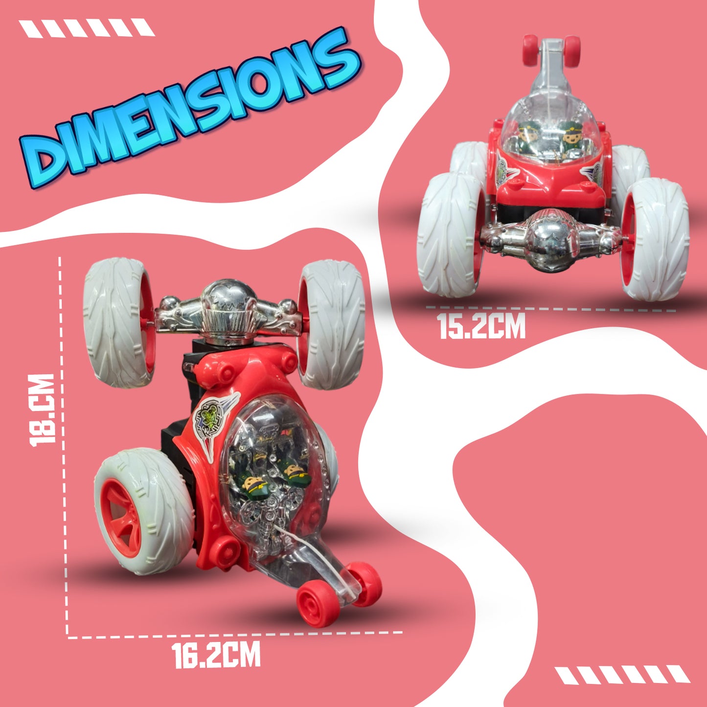 Foggy 360° Rotating RC Stunt Car for Kids | Rechargeable High-Speed Remote Control Car – Red