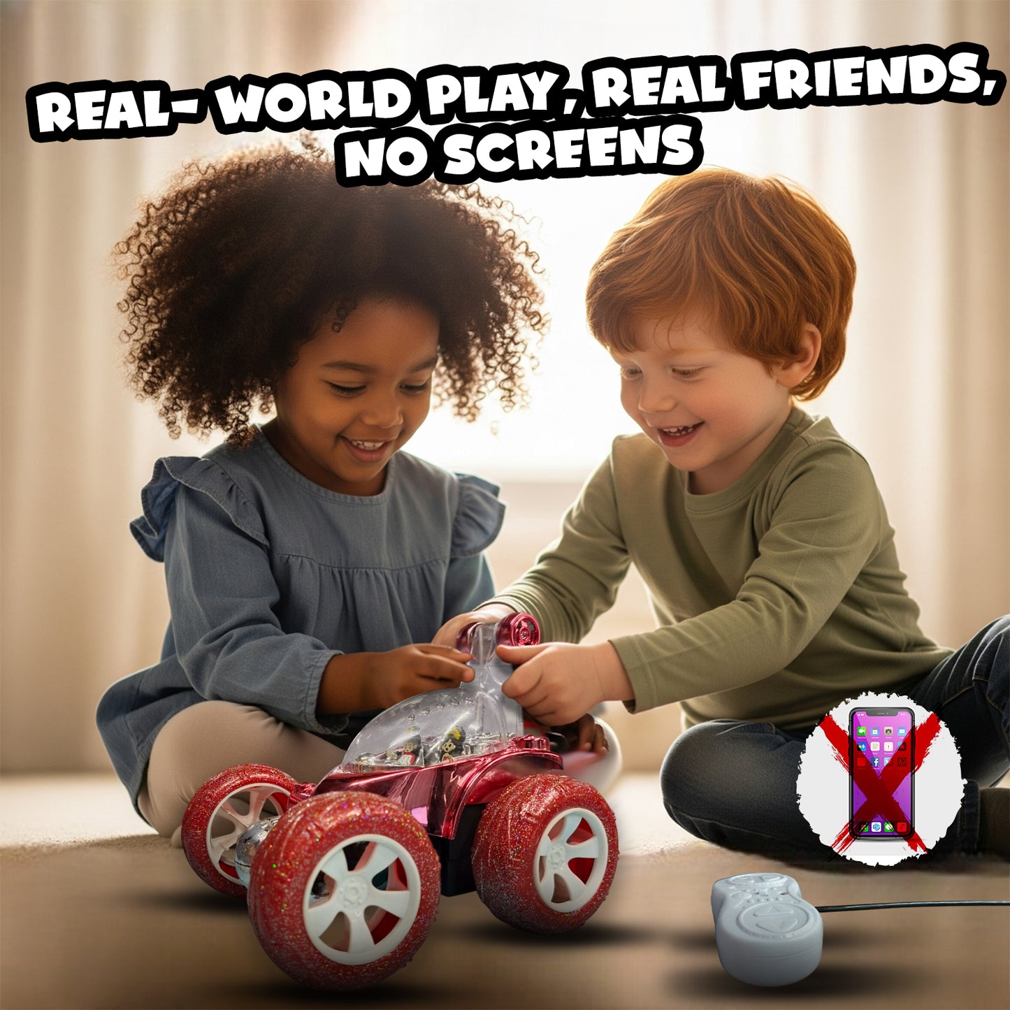 Royal RC Stunt Car for Kids | Rechargeable High-Speed Remote Control Car with LED Lights – Red