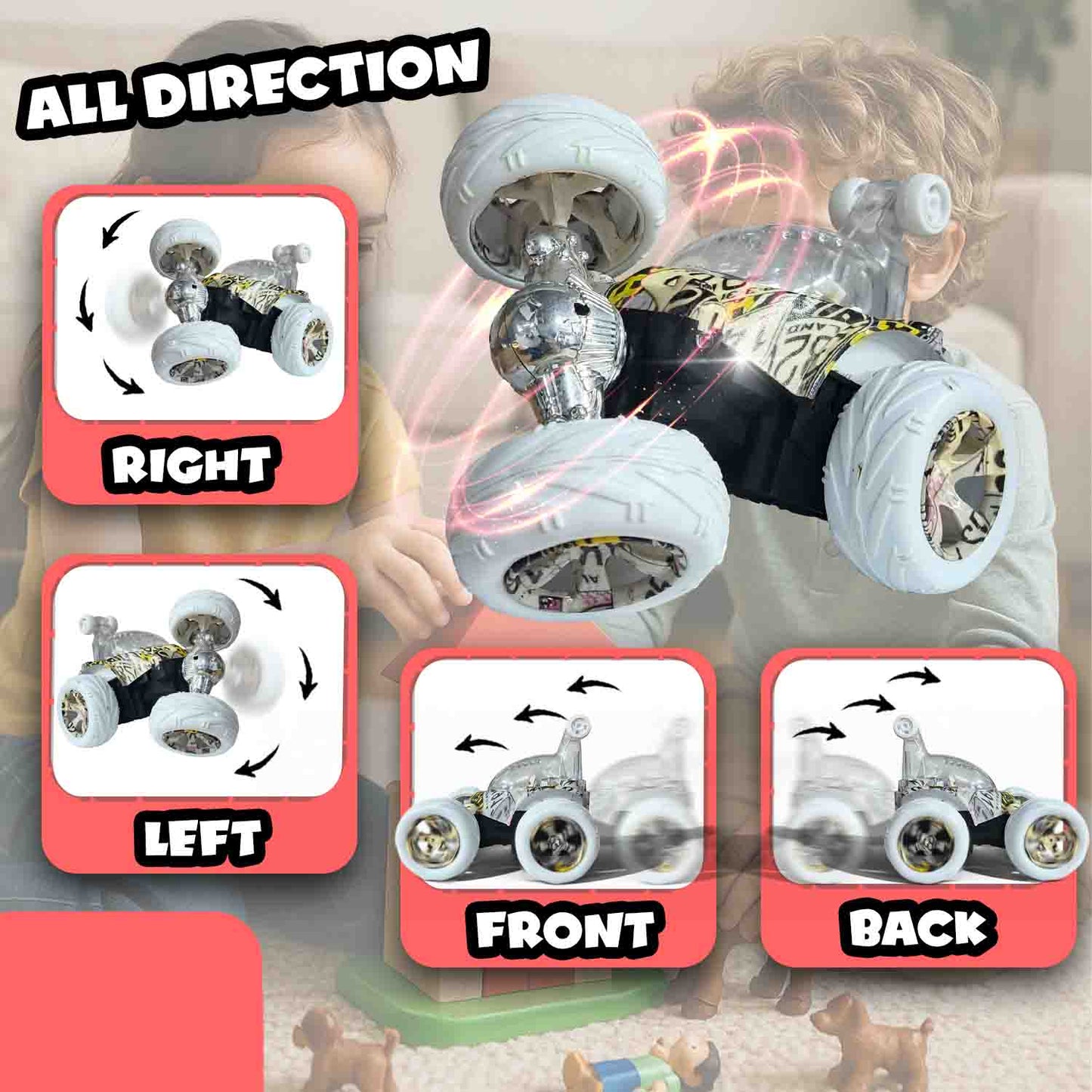 Hydro 360° Rotating RC Stunt Car for Kids | Rechargeable High-Speed Remote Control Car – Symmetric Design