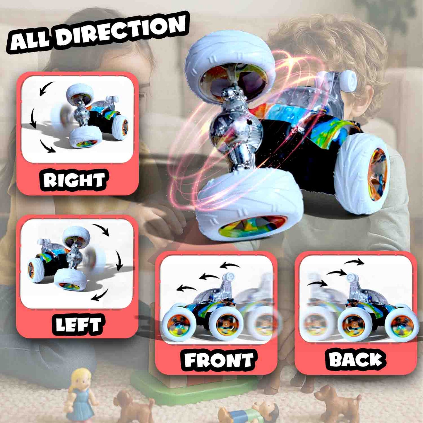 Hydro 360° Rotating RC Stunt Car for Kids | Rechargeable High-Speed Remote Control Car – Aqua Blue