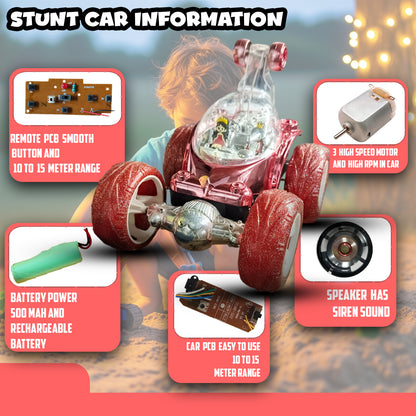 Royal RC Stunt Car for Kids | Rechargeable High-Speed Remote Control Car with LED Lights – Red