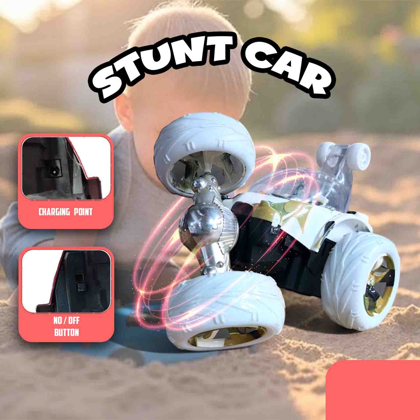 Hydro 360° Rotating RC Stunt Car for Kids | Rechargeable High-Speed Remote Control Car – Army Design