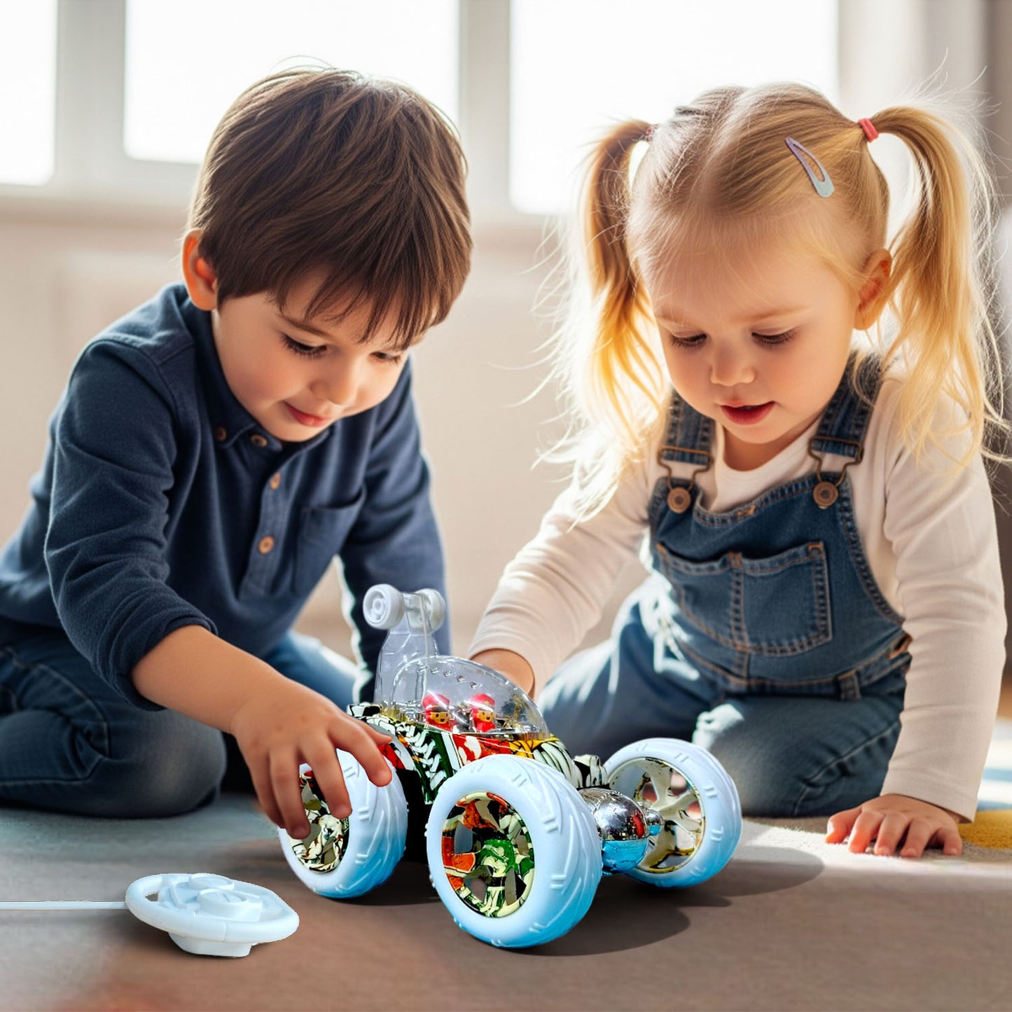 Hydro 360° Rotating RC Stunt Car for Kids | Rechargeable High-Speed Remote Control Car – Cartoon Design