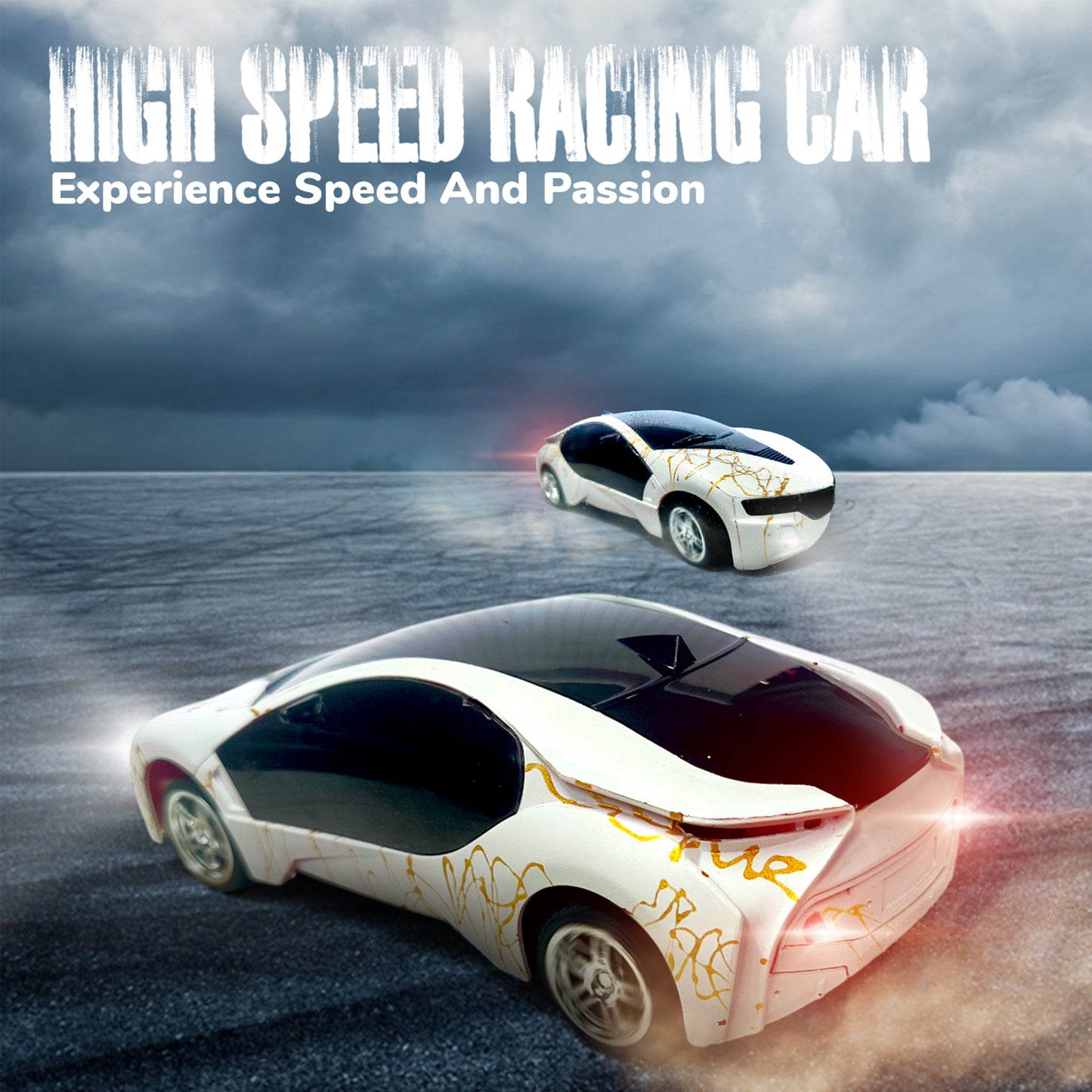 3D Remote Control Car for Kids | High-Speed Rechargeable RC Car In White